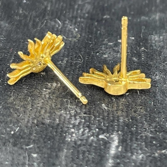 24k Gold Vermeil Sun Earrings - Picture 2 of 5